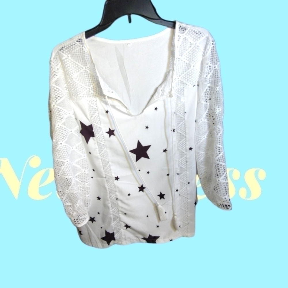 Nwot Beautiful Star Lit Long Sleeve Tunic Blouse. Never Worn. Size Xxl. C121‌‌‌